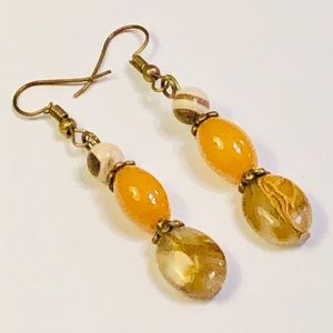 Volcano Quartz Yellow Agate Zebra Jasper Earrings